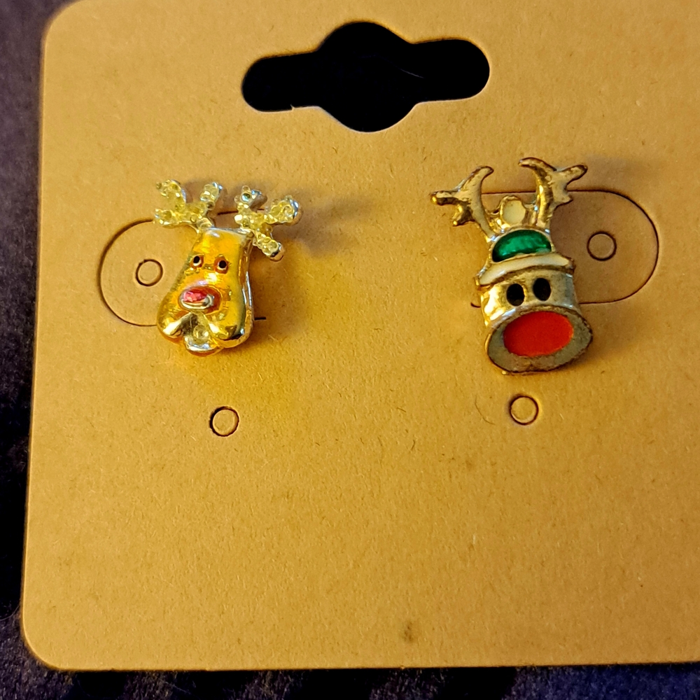 Gold Reindeer Kids Earrings Christmas